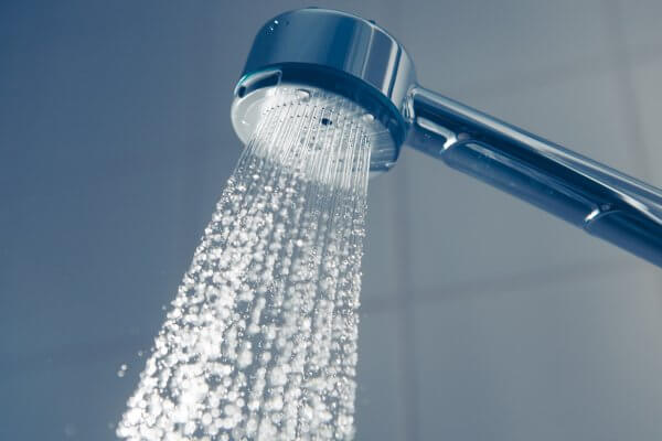 Taking a hot shower 